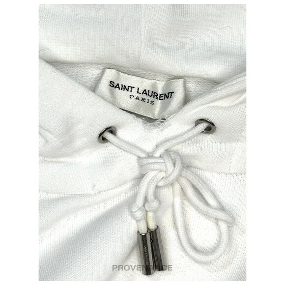 🔴  Saint Laurent Paris SLP Logo Hoodie - White - Picture 6 of 7